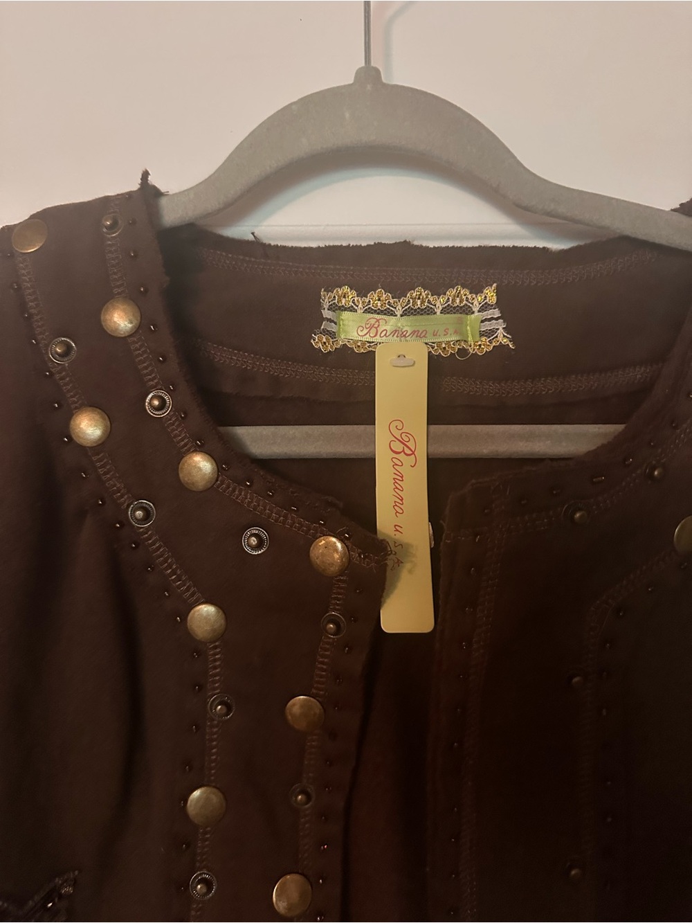 Cropped Brown Embellished Women's Blazer - Picture 2 of 5
